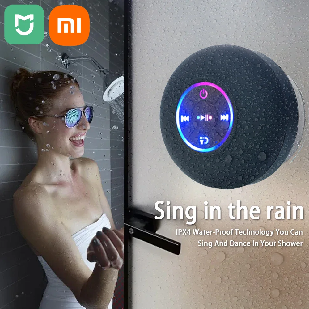 Xiaomi-altavoz portátil inalámbrico con Bluetooth, LED IPX4, resistente al agua, para exteriores, baño, ventosa grande, caja de sonido estéreo