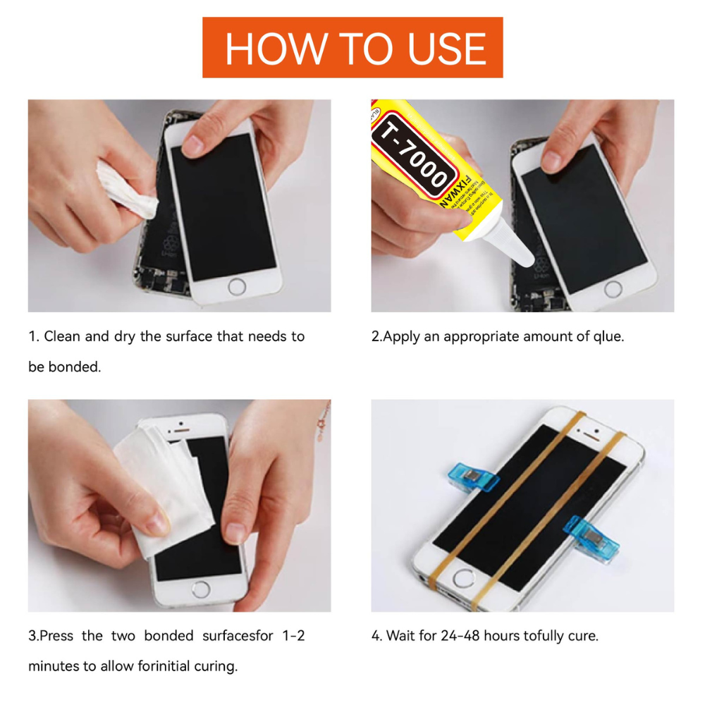 T7000 Black Contact Cellphone Tablet Repair Adhesive Strong T-7000 Glue 15ML with Fine Needle