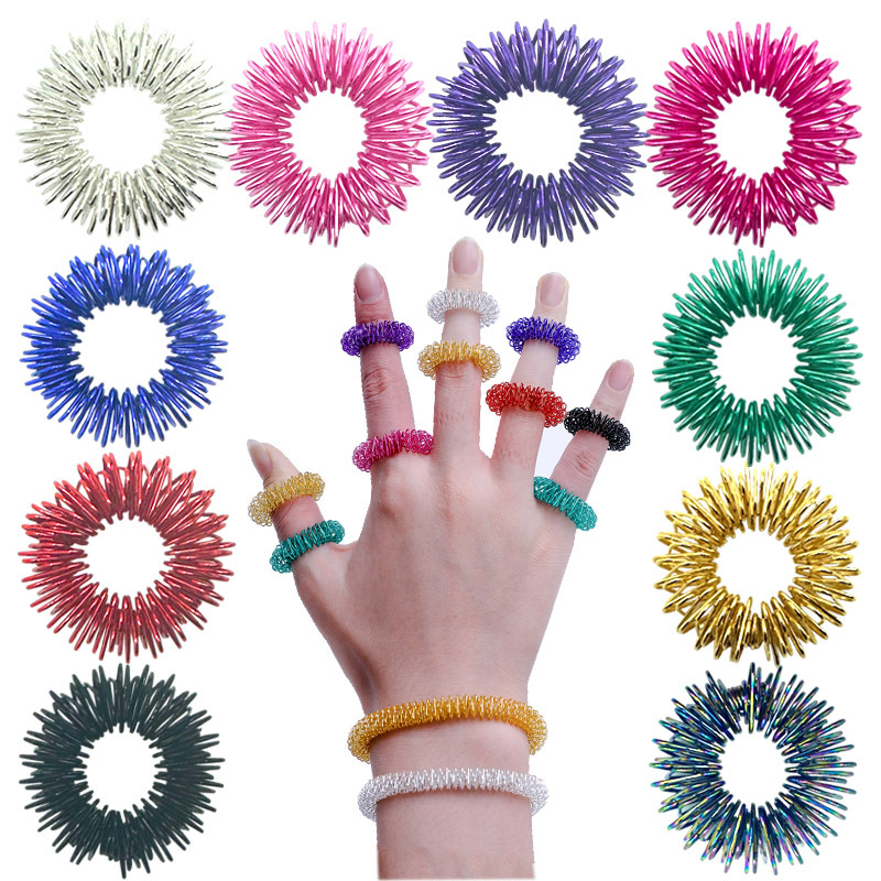 Spiky Sensory Decompression ของเล่นแหวน Acupressure แหวนความเครียดบรรเทาความวิตกกังวลบรรเทาของเล่นนิ้วมือสําหรับเด็กผู้ใหญ่