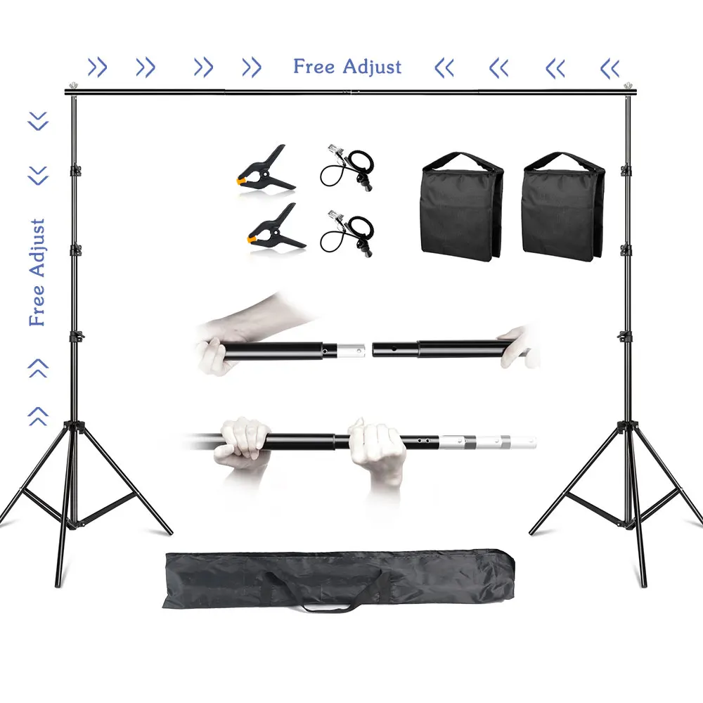 2.6x 3M/8.5x10ft Ảnh Video Phòng Thu Phông Nền Đứng, Có Thể Điều Chỉnh Rút Nền Hệ Thống Hỗ Trợ Với Túi Mang Đi