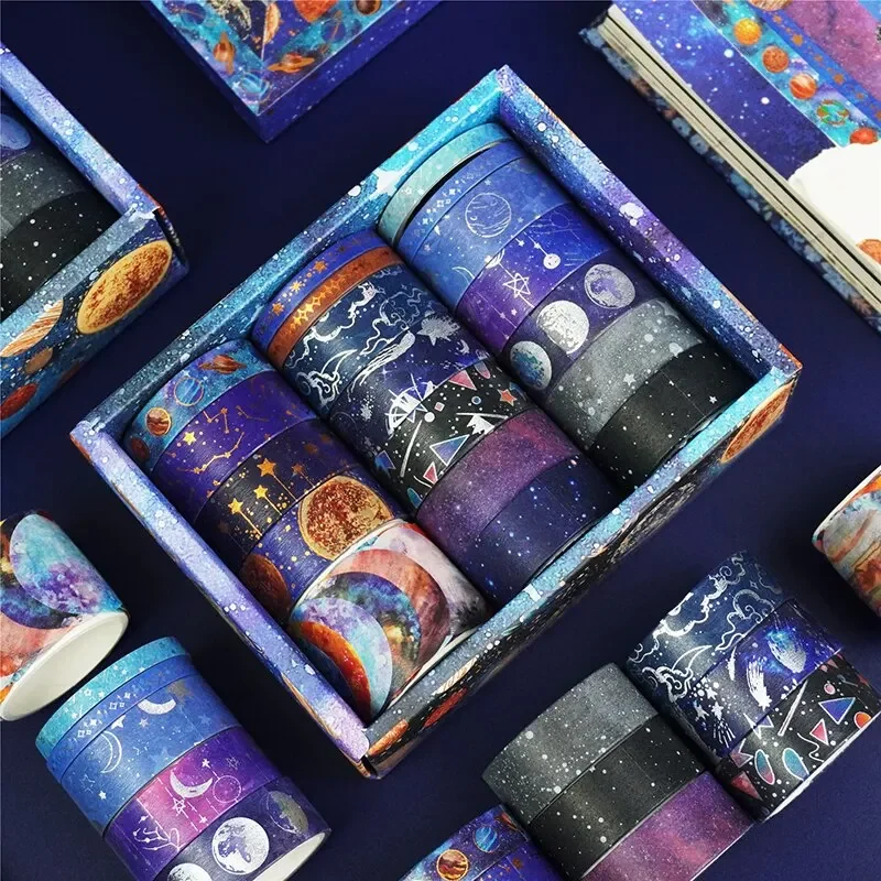 Starry Sky Themed Washi Tape Set, Material Decorativo, Journaling Adesivos, Artesanato DIY, Papelaria Estética, 19 Rolls