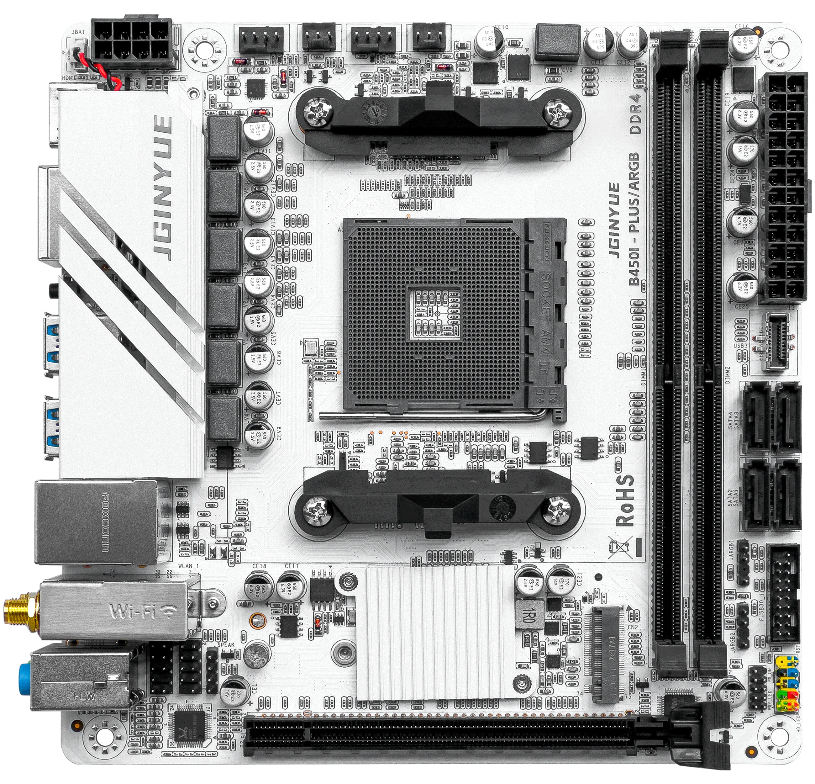 Das JGINYUE AMD AM4 ITX-Motherboard unterstützt Ryzen R3 R5 R7 1/2/3/4/5-Serie CPU DDR4 RAM Desktop-PC PCI-E 3.0 B450I-PLUS ARGB MB