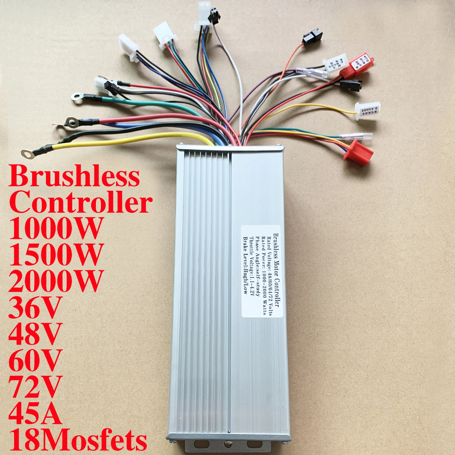 Controlador de e-bike 48v 60v 72v 2000w/2500w 45a /60a 18 mosfet controlador dc modo duplo para scooter elétrico motor de velocidade de bicicleta