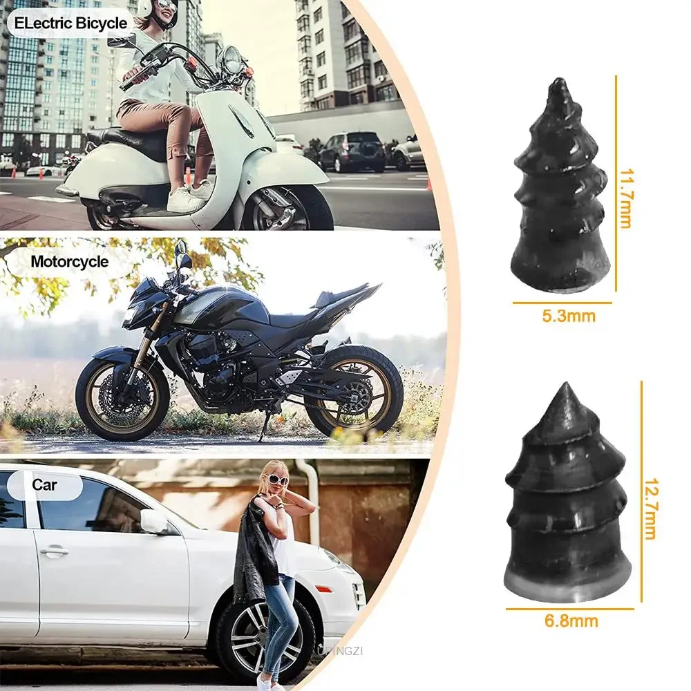 Prego de reparo de pneus a vácuo para motocicleta, carro, caminhões, scooter, bicicleta, reparo de punção de pneus, universal, sem câmara de ar, unhas de borracha