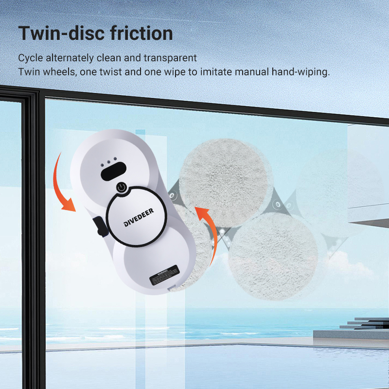 DIVEDEER – robot de nettoyage de vitres à pulvérisation d'eau, intelligent, taille haute, moteur sans balais double face, nettoyeur de vitres, type de pulvérisation