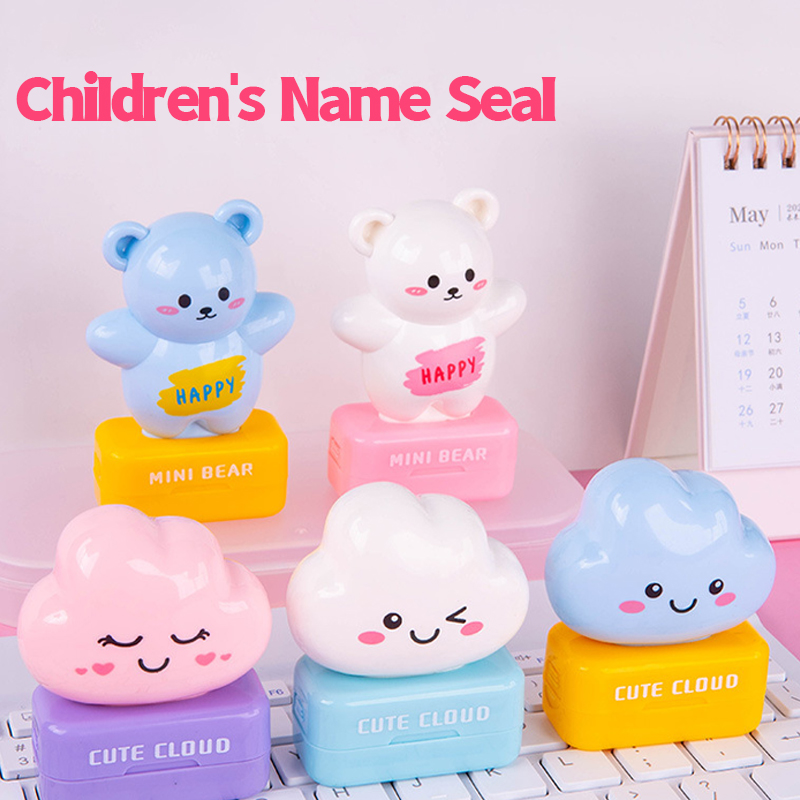 Children's Name Seal Custom Student's Name Stamp Kindergarten Clothes Waterproof Name Sticker Kawaii Montessori Stamp Gift