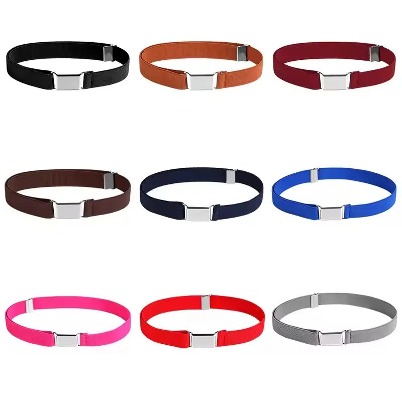1 pz Cinture elastiche per bambini Ragazzo Ragazza Cintura elastica regolabile in tela Cintura elasticizzata in vita con fibbia Cintura per studenti Cinture neutre