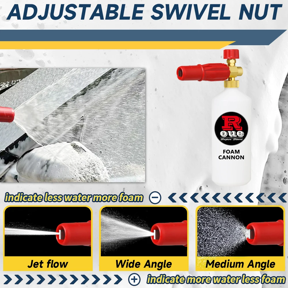 ROUE Rửa Xe Súng Bọt Tuyết Bọt Pháo Foamer Lance Chuyên Vòi Phun Áp Lực Máy Giặt Cho Karcher Huter Parkside Bosch Nilfisk