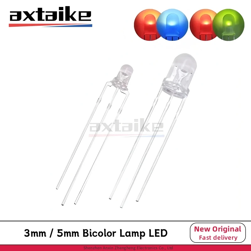 50 PZ 3mm 5mm Lampada Bicolore Rosso Verde Blu Anodo Comune/Catodo 3Pin Trasparente Colloidale Evidenziare LED Diodo Emettitore KIT FAI DA TE