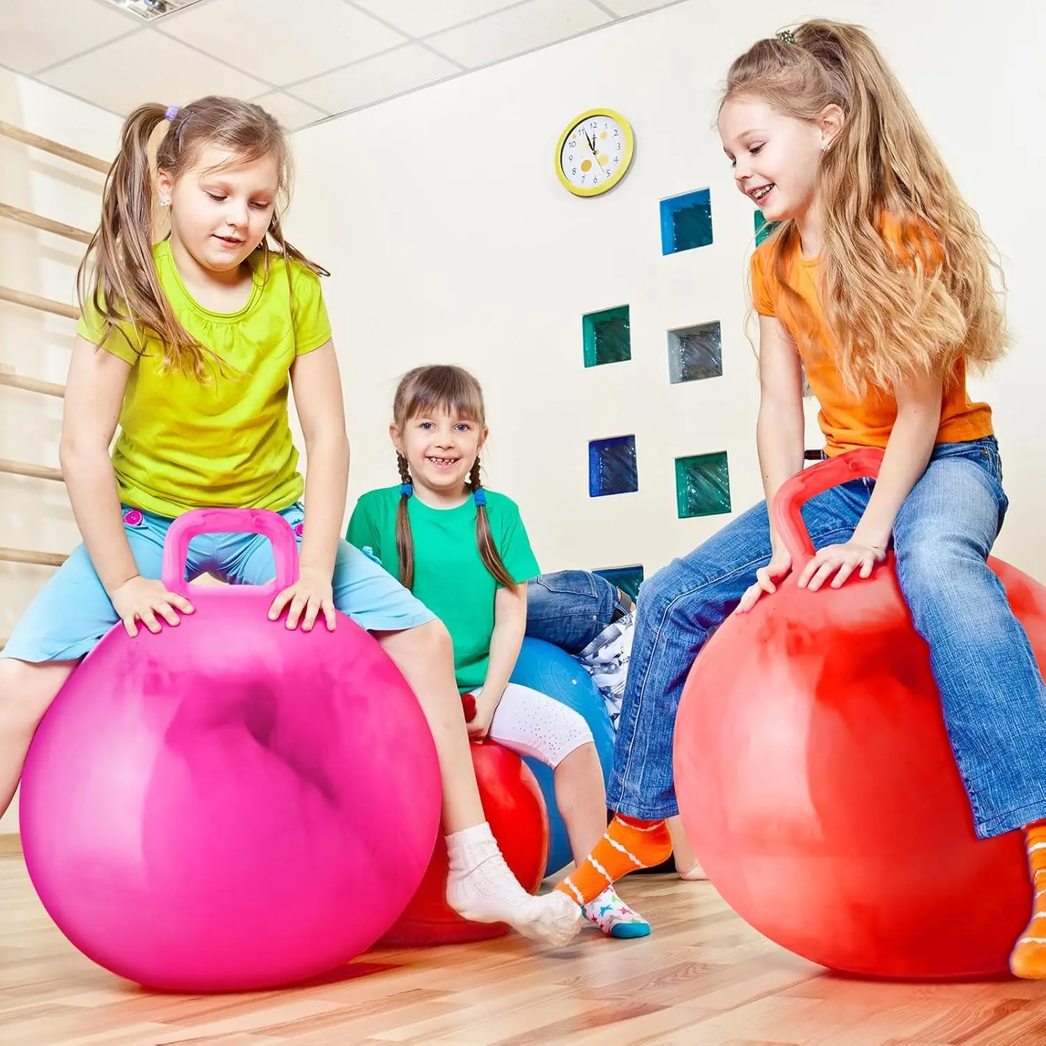 22" Hopper Ball Bouncing Jumping Hopping Ball Bouncy Ball with Handle Exercise Bounce Toys for Outdoors Sports School Games