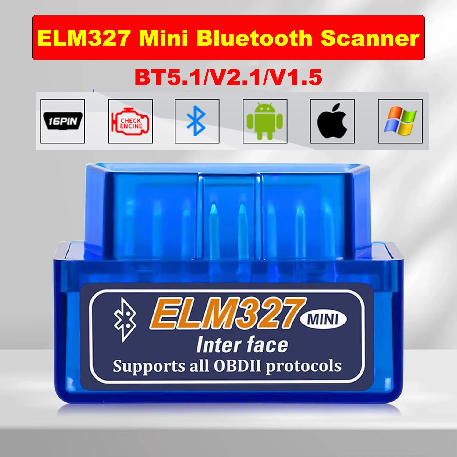 Mini ELM327 V2.1 Bluetooth OBD2 Scanner lecteur de Code outils de Diagnostic de voiture vérifier le détecteur de défauts de voiture de balayage de moteur
