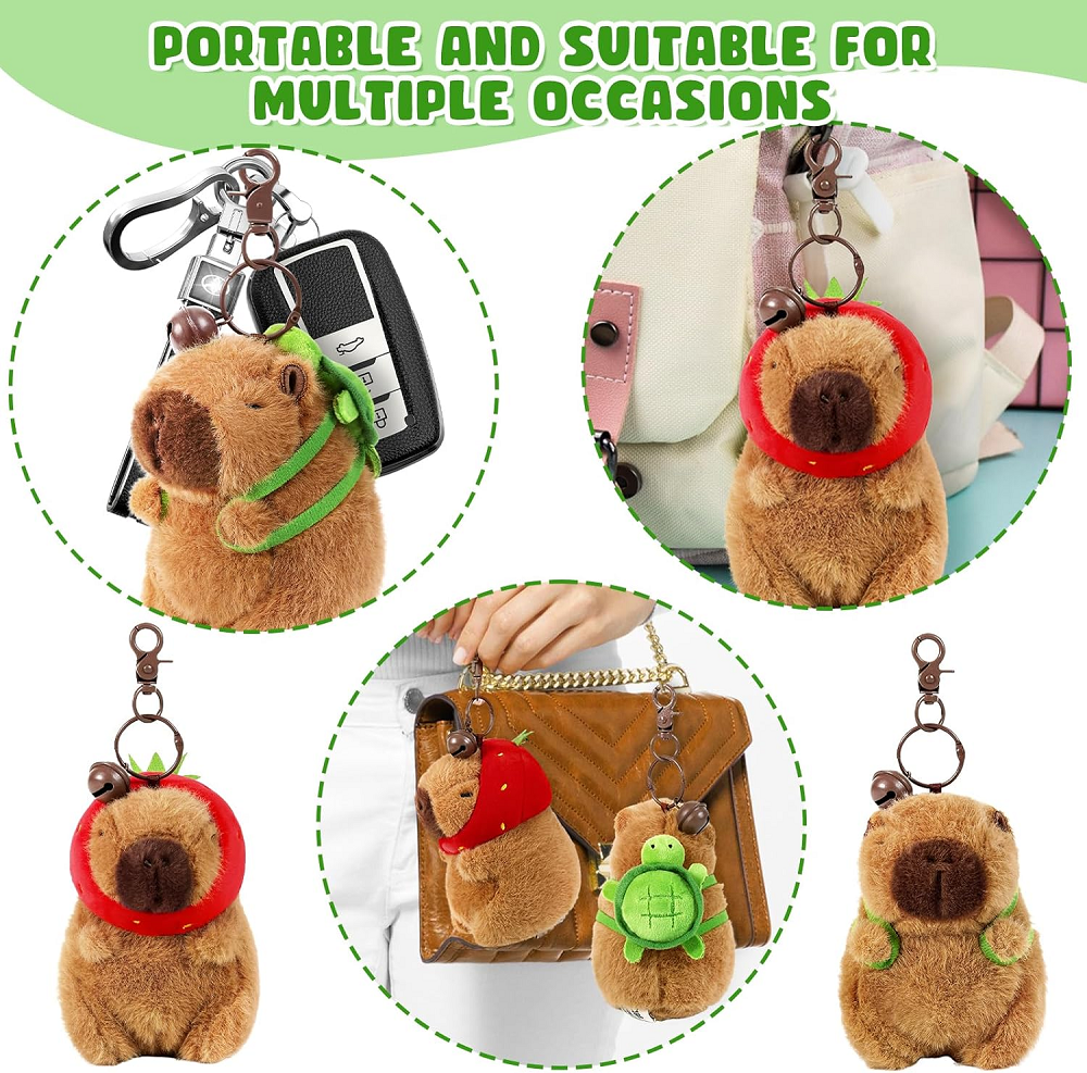 Capivara brinquedo de pelúcia kawaii animais de pelúcia fofo capivara com morango tartaruga tapa pulseira chaveiro presente de aniversário