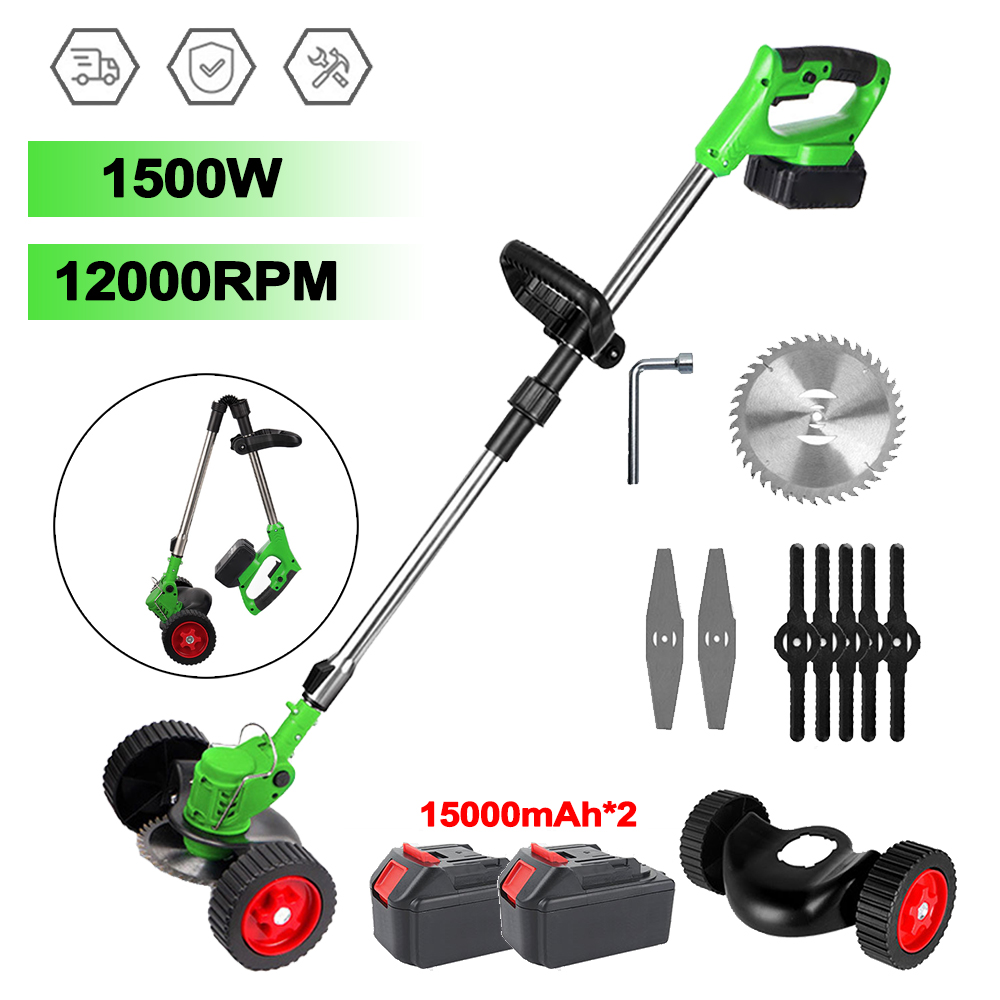 Tagliaerba elettrico a batteria 1500W 12000 giri/min Palmare pieghevole regolabile Weeder Tagliaerba Attrezzo da giardino per batteria 18-21V