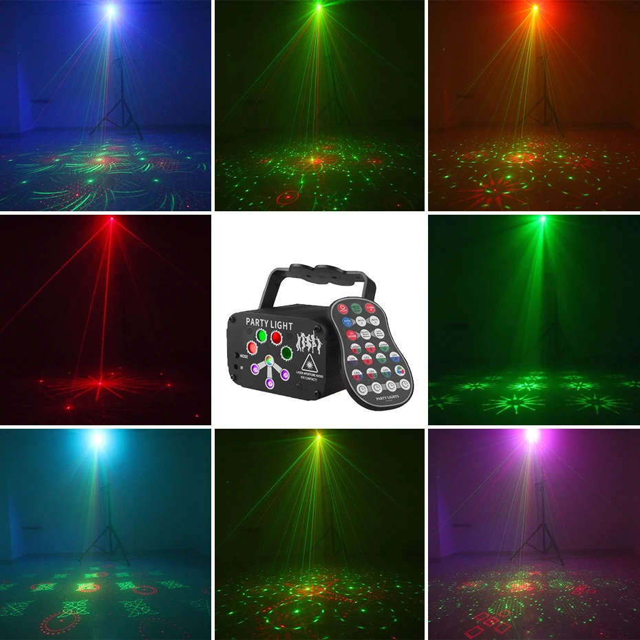 คนต่างด้าว RGB Mini DJ ดิสโก้แสงเลเซอร์โปรเจคเตอร์ USB ชาร์จไฟ LED UV Sound Strobe Stage Effect งานแต่งงาน Xmas Holiday Party โคมไฟ