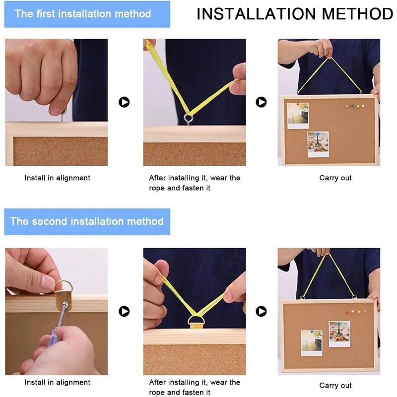 Retro Cork Board Frame Announcement Message Boards Single and Double-sided Photo Wall for Office School Display Notice Supplies
