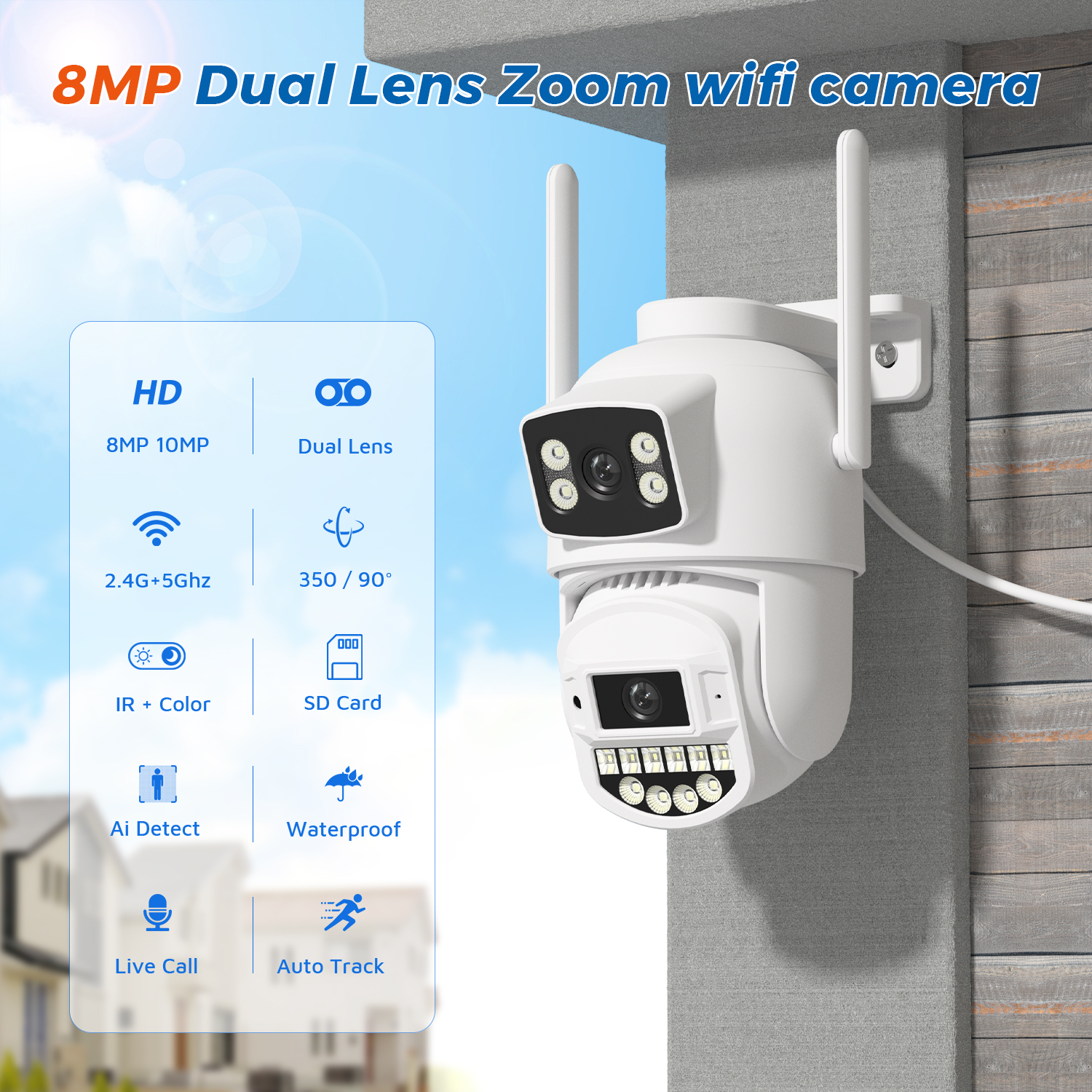 4k 10mp ptz wifi câmera ip lente dupla ai humano detectar onvif 2.4g/5g wifi câmeras de vigilância cctv proteção de segurança o-kam pro