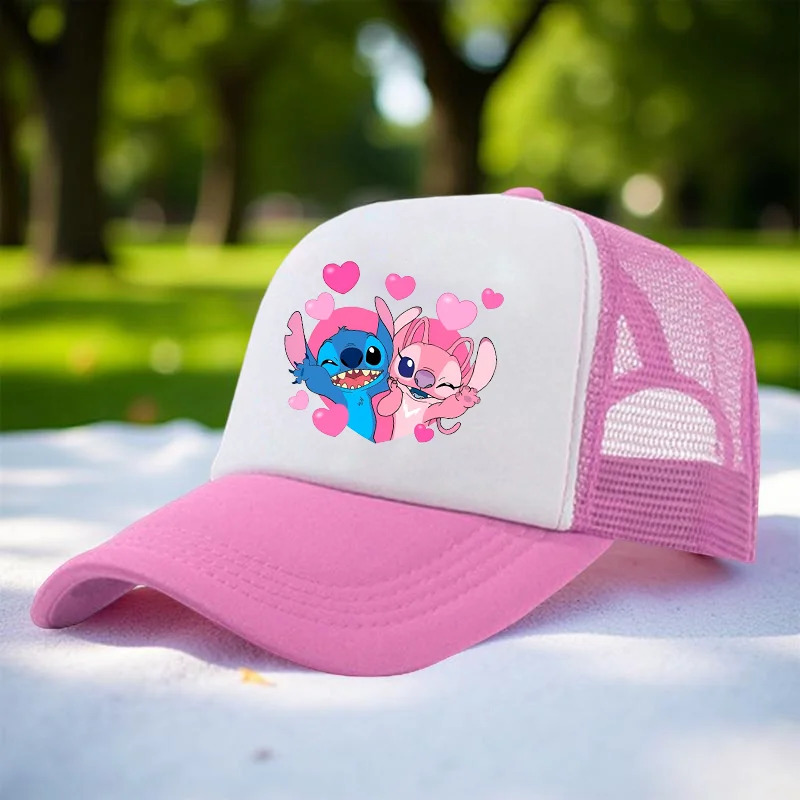 Berretto da baseball Stitch per ragazzi e ragazze, cappello da sole in rete con stampa hip-hop casual unisex con protezione regolabile, cappello classico con visiera in cotone