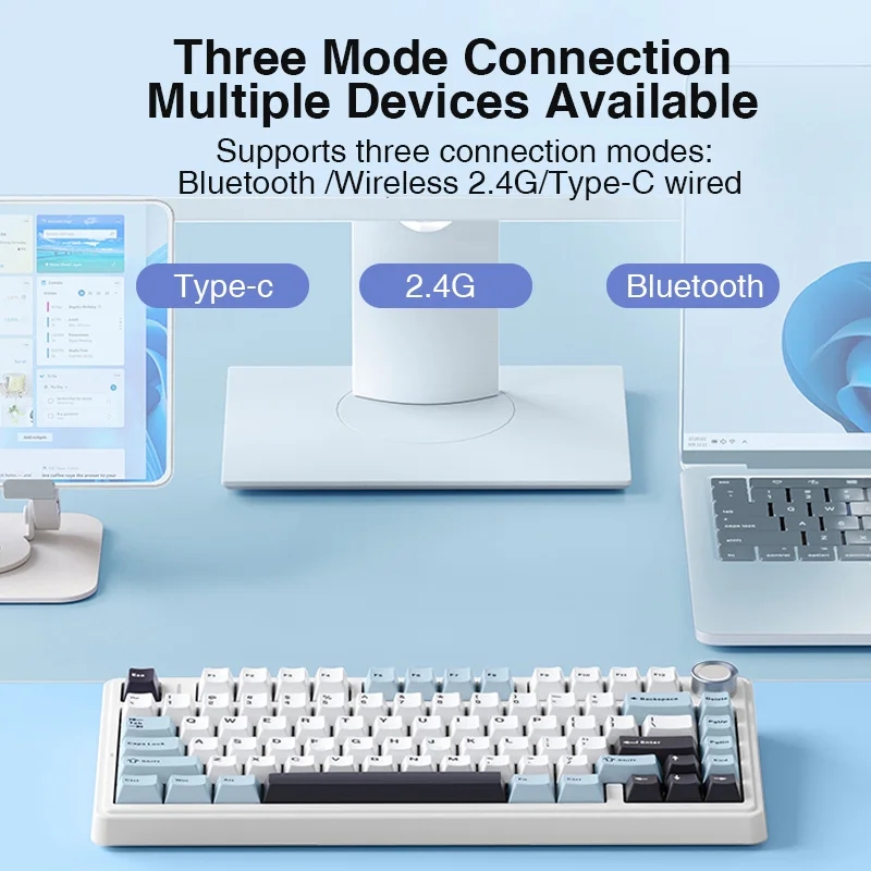 AULA F75 2.4G bezprzewodowy/Bluetooth/przewodowy mechaniczna klawiatura gamingowa RGB dostosowany układ 75% profil OEM struktura uszczelki