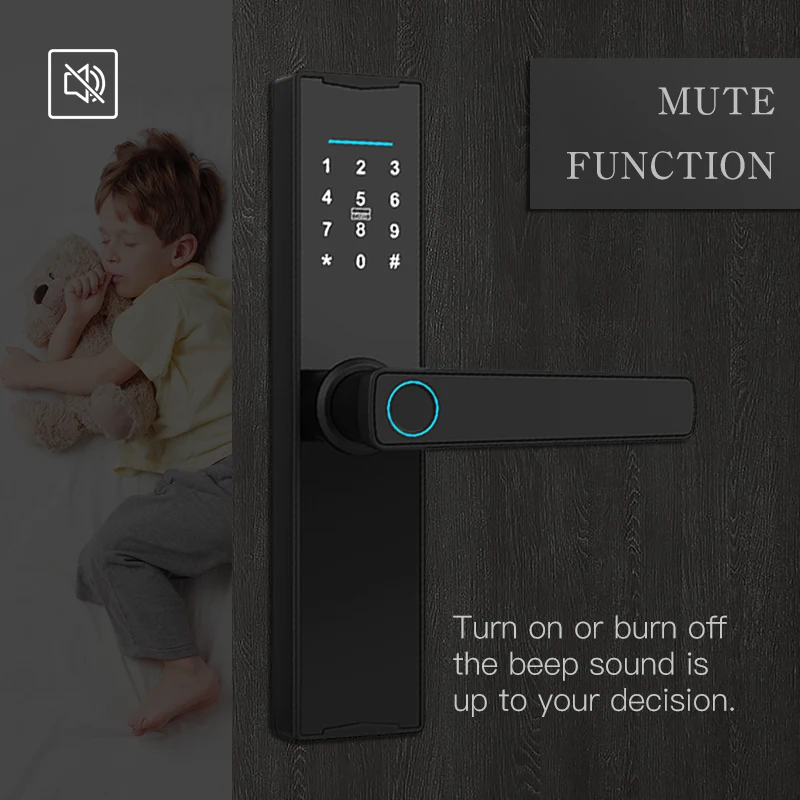 PHIPULO New Blue tooth Tuya APP Smart Door Lock Digital Electronic Lock Smart Home Wooden Door Lock Biometric Fingerprint