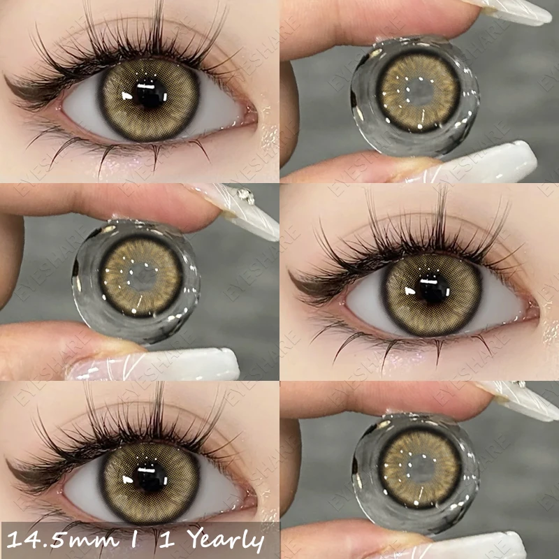 EYESHARE 1 คู่สีคอนแทคเลนส์สําหรับตาสีน้ําตาลธรรมชาติคอนแทคเลนส์ตาสีฟ้าเกาหลีสีเทารายชื่อสีเขียวนักเรียน