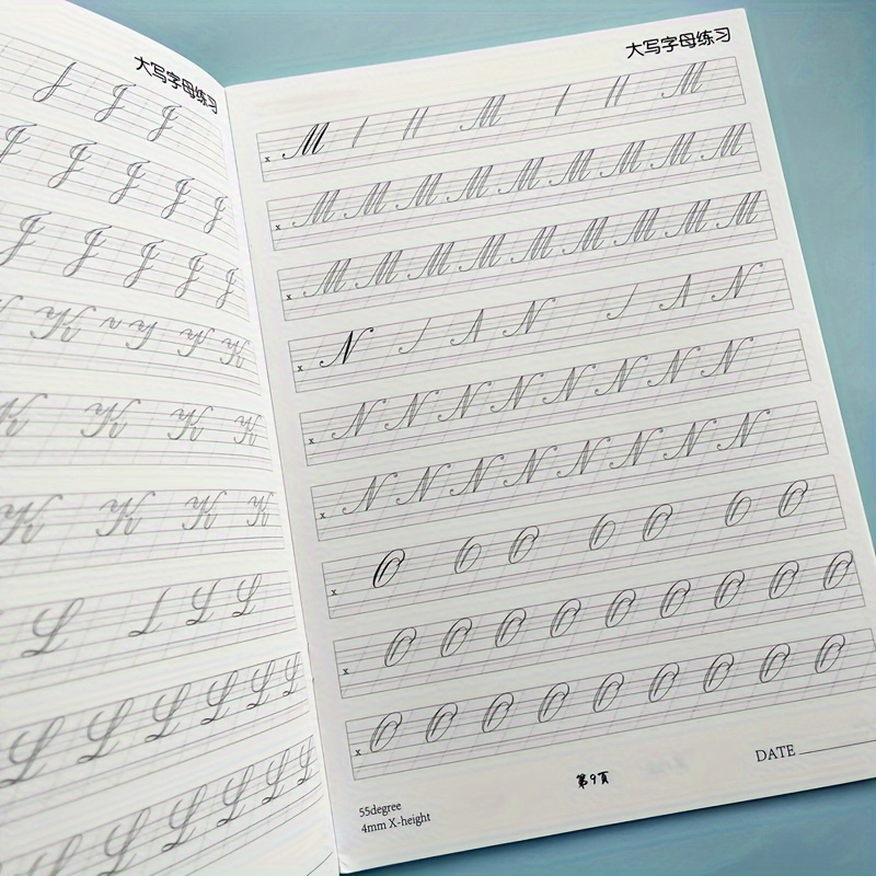 A4 Volwassen Mooi Engels Handschrift Oefenboek - Elegant Kalligrafie Tracing Werkboek voor Verbeterde Vakmanschap - Perfect voor