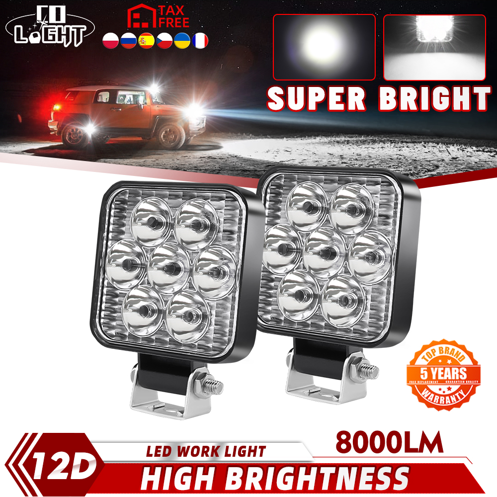 Clearance_CO LIGHT 2.5 ''LED Lâmpada de ponto de luz de trabalho Offroad Caminhão Trator Barco SUV UTE 12V 24V 8000LM 6000K Condução Lâmpada de nevoeiro Carro Ac