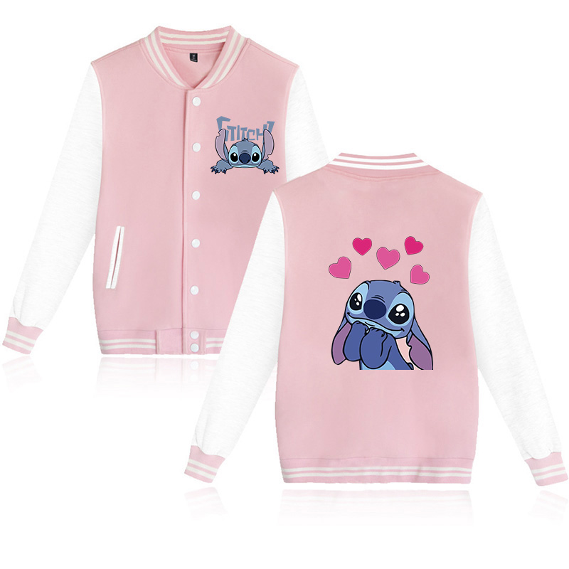 Sudadera con capucha de Stitch de Disney, chaqueta de béisbol para niños, sudadera para hombres y mujeres, chaquetas Harajuku para niños y niñas, ropa de calle, abrigos universitarios