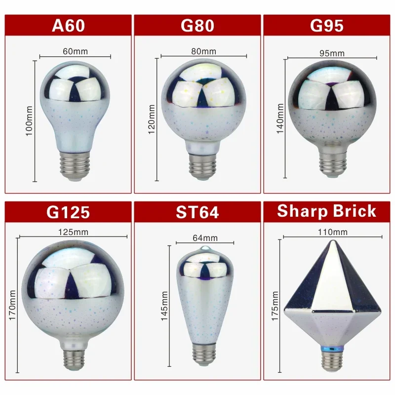 3D 장식 LED 전구 E27 6W 85-265V 빈티지 에디슨 전구 스타 불꽃 놀이 램프 휴일 밤 빛 참신 크리스마스 트리