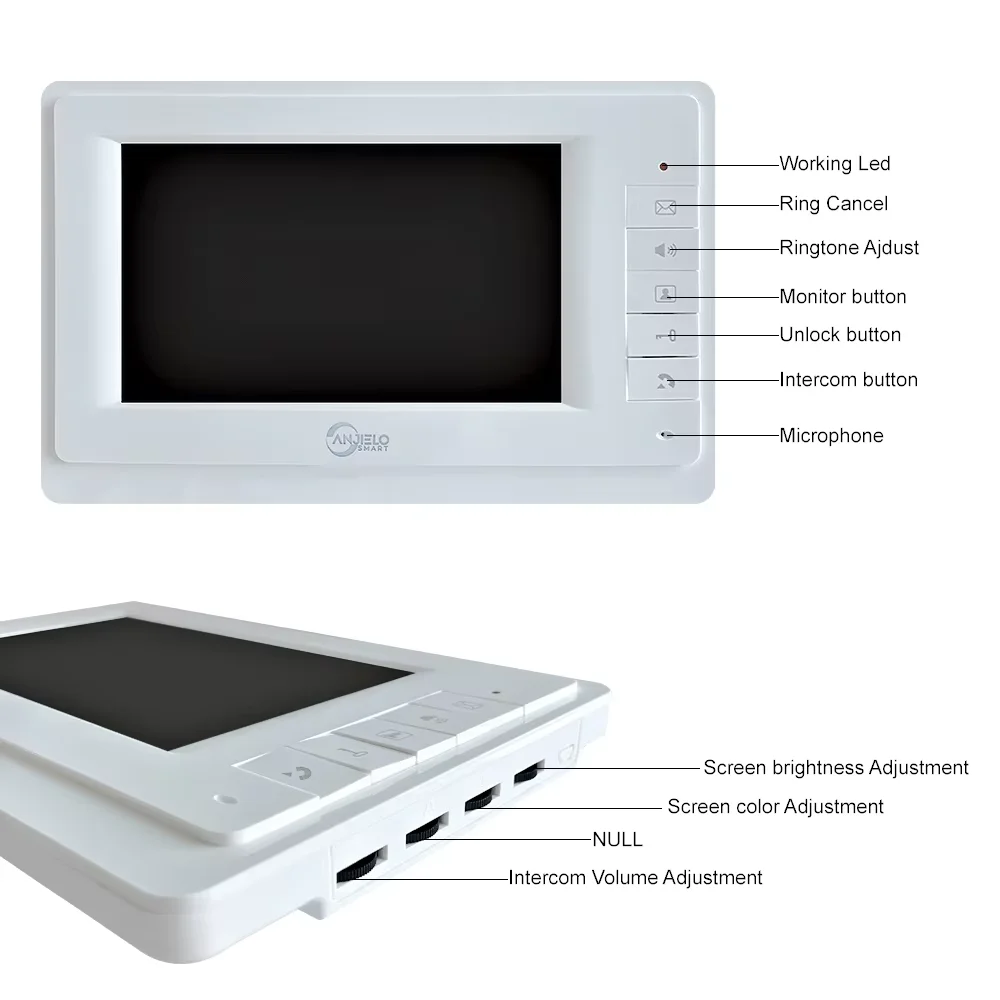 AnjieloSmart 7 ''TFT цветной проводной видеодомофон домофонная система для дома внутренний монитор видеодомофон ИК ночного видения
