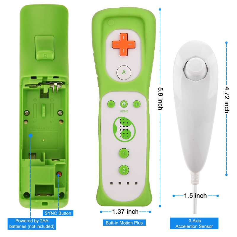 Ensemble de contrôleur Dahchuck, Motion Plus, télécommande Wii, manette de jeu pour le contrôle des jeux Nintendo Wii, 1 paire