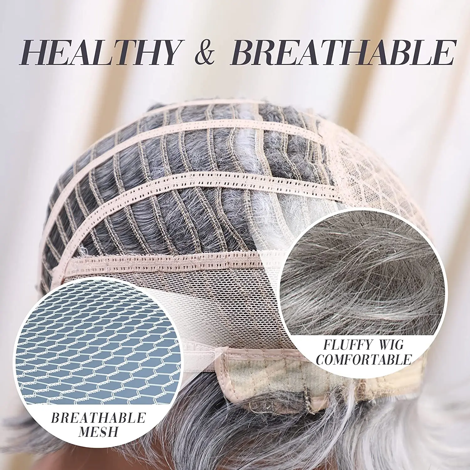 HAIRCUBE Ngắn Xám Tóc Tóc Giả Với Nổ Bạc Tro Pixie Tóc Giả Dành Cho Nữ Tổng Hợp Bộ Tóc Giả Hỗn Hợp Với Tóc Của Con Người Cao nhiệt Độ