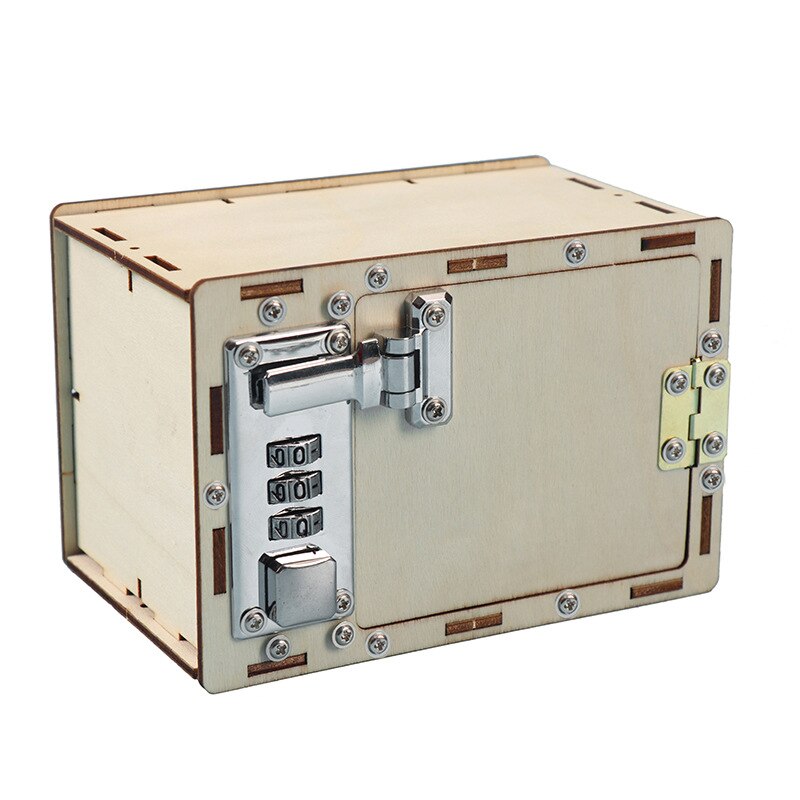 Diy Lockbox ตู้เซฟกล่องเครื่องจักรการประดิษฐ์การทดลองทางวิทยาศาสตร์ไม้รหัสผ่านกล่องของเล่นเด็ก Assembly Model Make