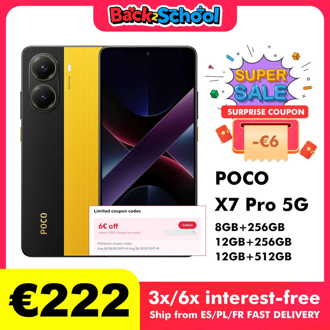 Teléfono POCO X7 Pro 5G Global NFC sin cabezal de carga 256GB/512GB Tamaño 8400 Ultra 6,67 120Hz 90W 6000mAh Pantalla