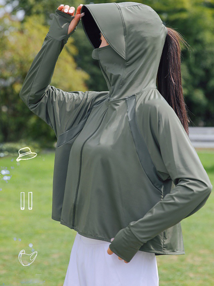 Летняя женская солнцезащитная одежда, дышащая дорожная солнцезащитная толстовка с отворотом и хвостиком, съемная рубашка с длинными рукавами для покупок