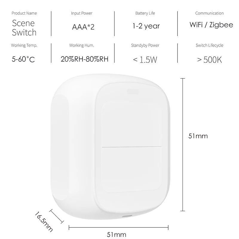 Mới Tuya WiFi/ZigBee 2 Băng Đảng Không Dây 6 Cảnh Công Tắc Nút Nhấn Điều Khiển Chạy Bằng Pin Tự Động Hóa Kịch Bản Cho Tuya các Thiết Bị
