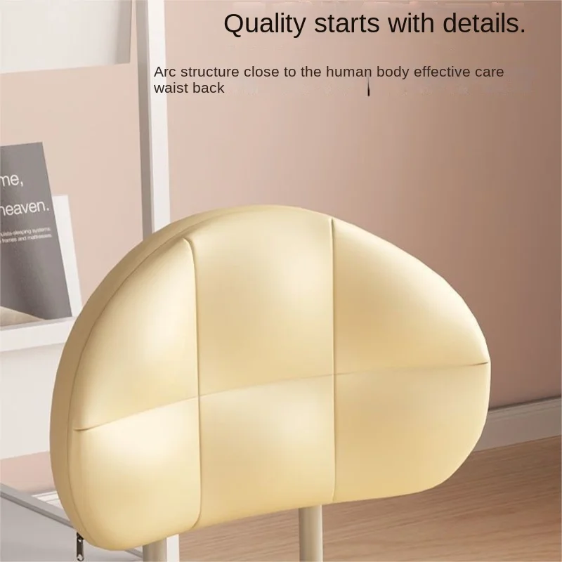 X&D Exquisite Saddle Leather Small Stool Movable And Rotatable Home Shoe Changing Stool With Backrest Living Room Pulley Stool