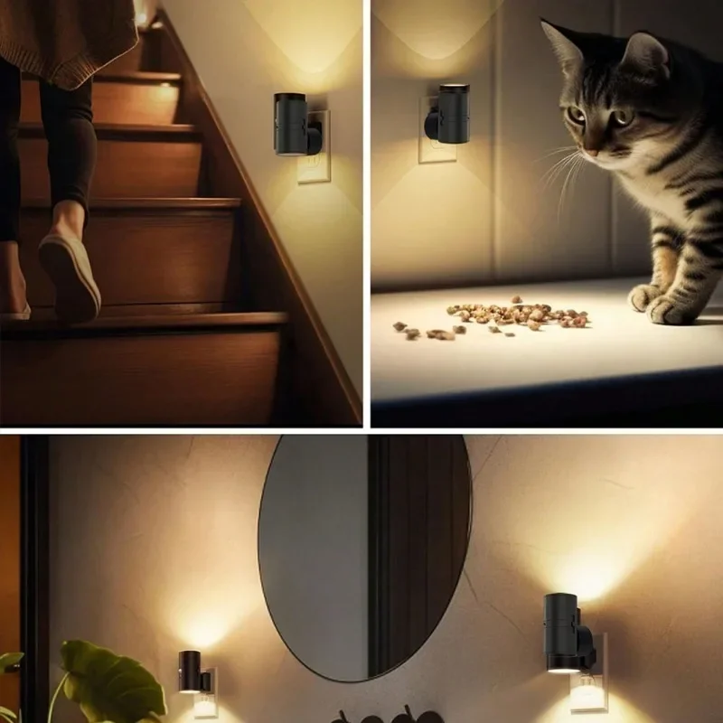 Cylindryczna lampka nocna LED z wtyczką w nowoczesnej lampie ściennej z czujnikiem Regulowana jasność Możliwość przyciemniania Lampki nocne do sypialni w przedpokoju