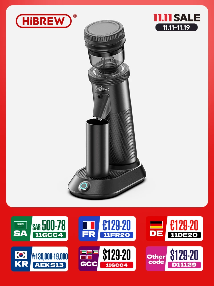 HiBREW G5 48mm Conical Burr Electric Coffee Grinder Compact Portable Coffee Bean Mill Kitchen for Espresso Turkish Coffee