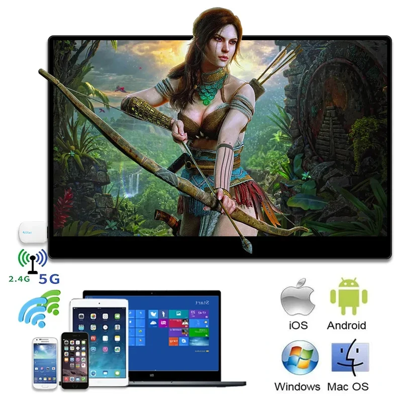 จอคอมพิวเตอร์เล่นเกมขนาด 15.6 นิ้ว FHD IPS End LED จากจีน ความสว่างสูง พกพาสะดวก ไร้สาย 1080p จอภาพ USB Type-C