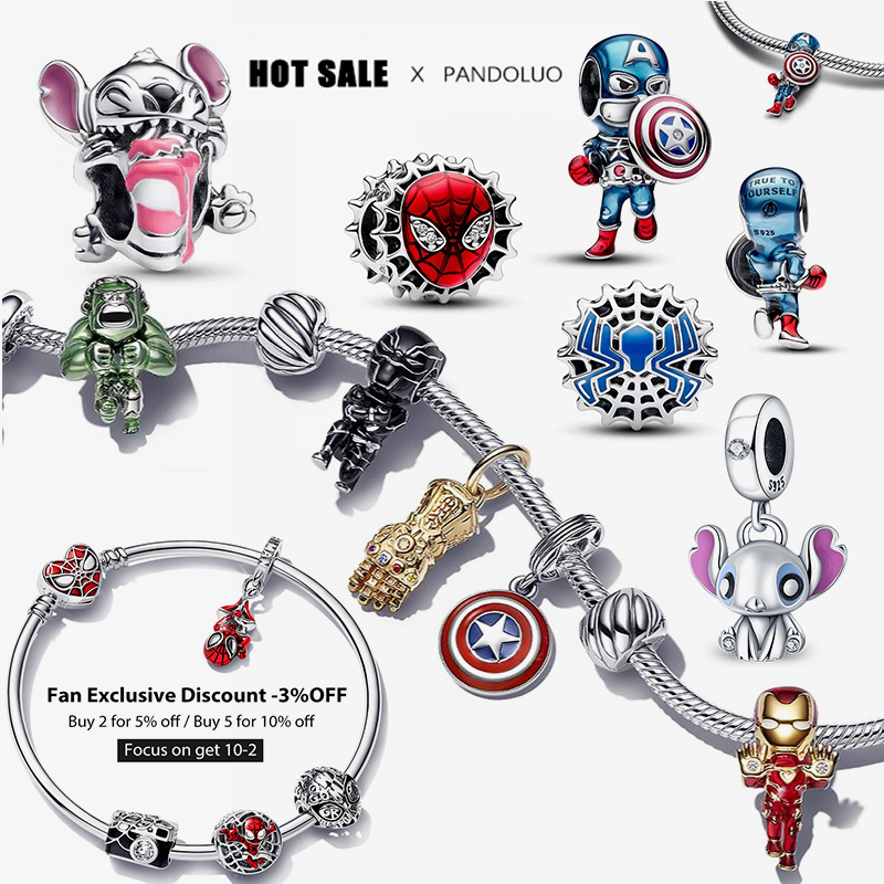 Nuevas cuentas de plata de ley 925 de Disney Capitán América se adapta a pulseras de abalorios Pando para mujer, colección Marvel, regalo de joyería
