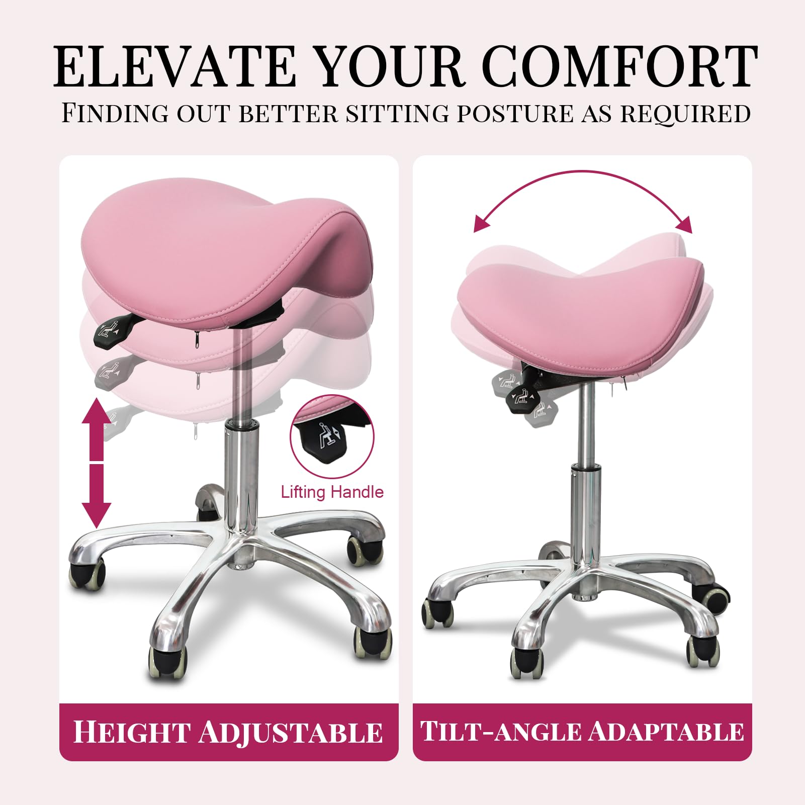 Foot Saddle Stool Cosmetology Shop Technician Spinning Lift Saddle Stool Dental Stool with Backrest Solid Swivel Chair Wholesale