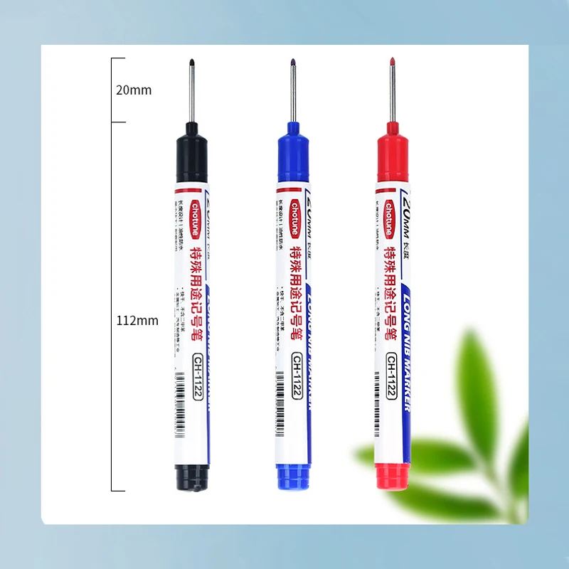 6pcs 20MM สีแดง/สีดํา/สีฟ้า/สีขาว/สีเขียวหมึกยาวหัวเครื่องหมายห้องน้ําไม้ตกแต่ง Multi-Purpose Deep Hole MARKER ปากกา