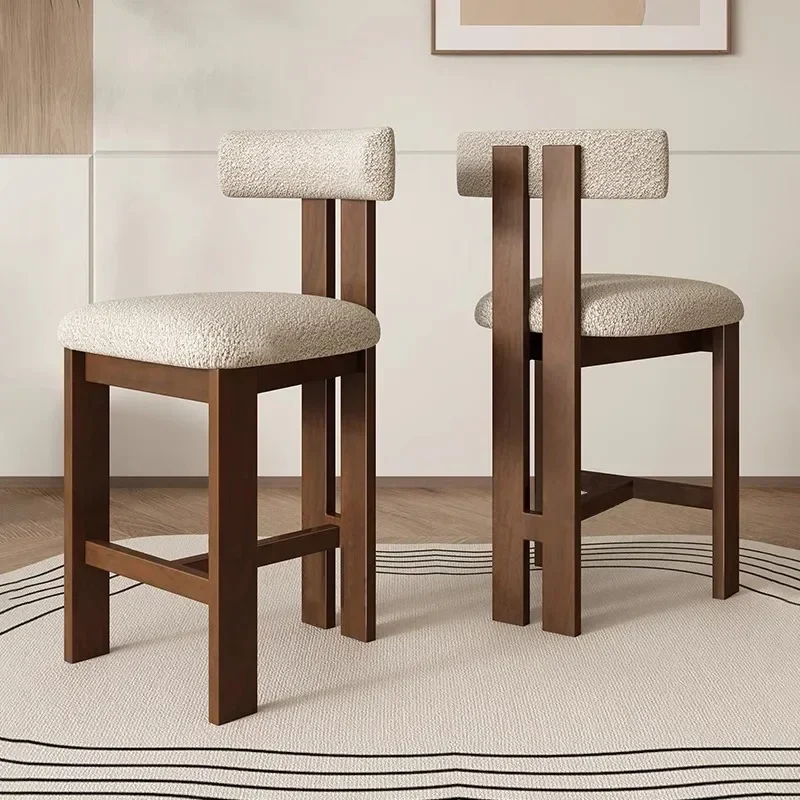 Nordic Solid Wood High Chairs Reception Soft Unique Lounge Bar Chairs Ergonomic Minimalist Restaurante Muebles Trendy Furniture