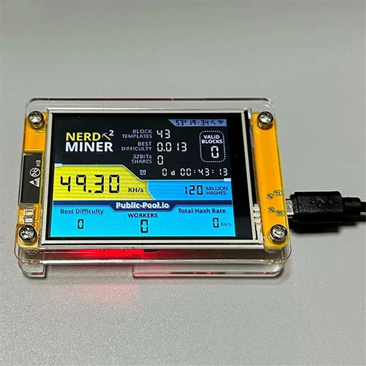 SuperDeals Brand New Nerdminer V3 2,8-calowa maszyna BTC Solo Lottery Nerd Miner Crypto Bitcoin Miner Solo Mining Machine
