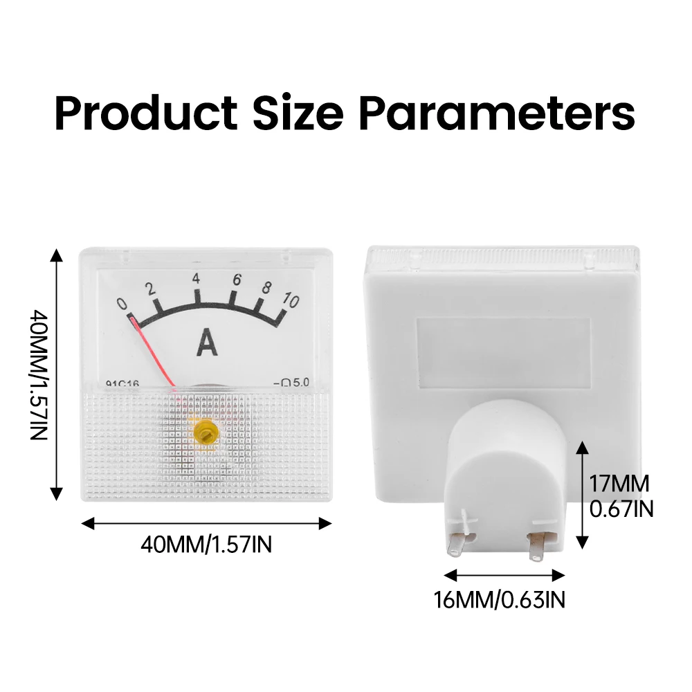 91C16 Pointer Type Ammeter DC Analog Current Meter Panel 10A 20A 30A 50A