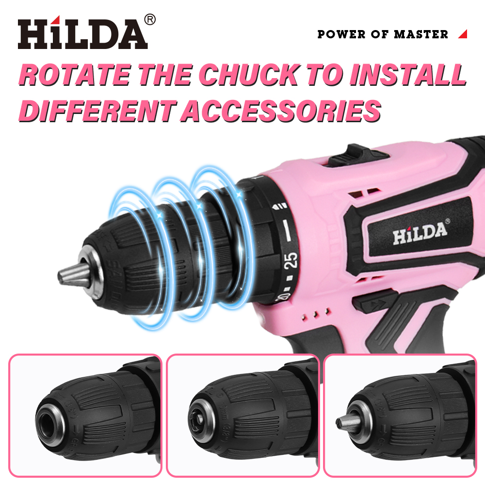 HILDA perceuse électrique 12V perceuse sans fil tournevis électrique Mini pilote de puissance sans fil batterie Lithium-Ion DC