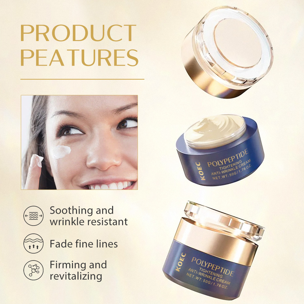 Crema antiarrugas de ajuste polipeptido, aspecto más suave de la piel, crema firme y suave sin edad, crema de noche reparadora de arrugas profundas