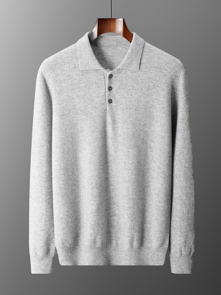 Luxe Heren Kasjmier Trui 100% Merinowol Trui Met Knopen Herfst Winter Truien Mannelijke Casual Warme Jumper Tops