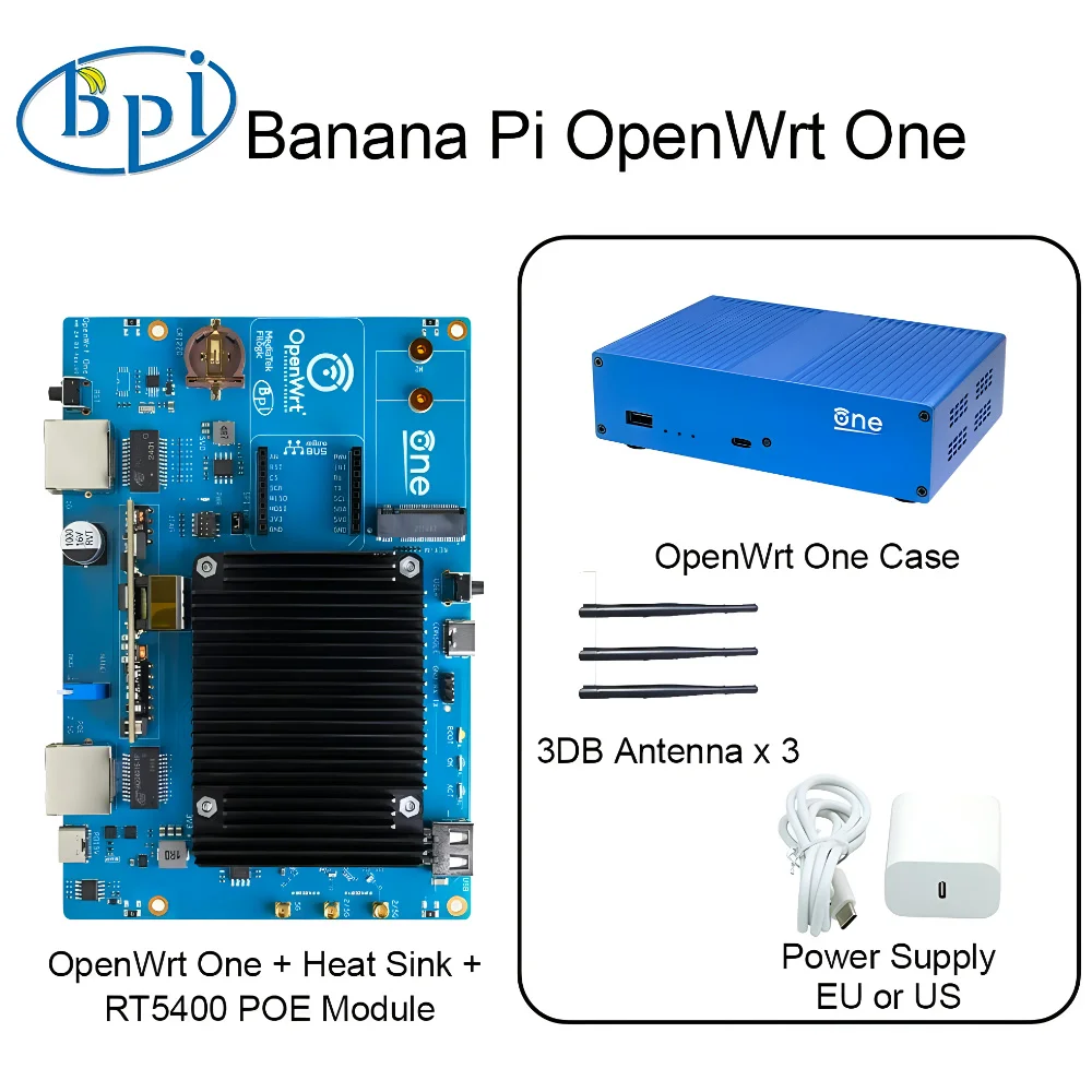 Banana Pi OpenWrt One MediaTek MT7981B 1GB DDR4 2.5GbE RJ45 およびギガビット イーサネット RJ45 256 MiB SPI NAND オープンソース スマート ルーター
