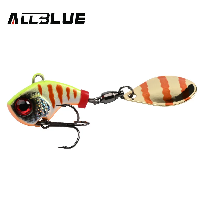 ALLBLUE-Spinner de cola de ciclón de Metal, Vib, Shad, Casting, Jig, vibración, hoja de Jigging, cuchara, señuelo de pesca, aparejos de cebo Artificial